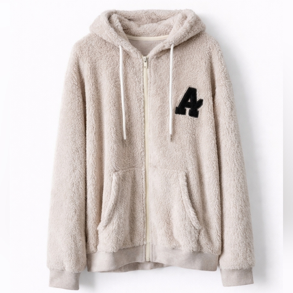 Shein Men's Stylish Full Zip Fleece Hoodie Pockets Casual Size XL